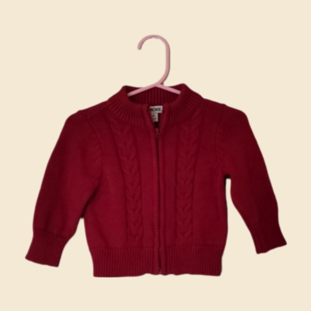 Infant Boy's Cherokee zip up Cable Knit sweater Size 9M